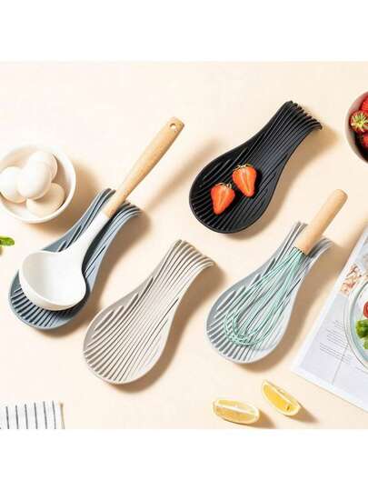 1pc Silicone Spoon Rest For Kitchen, Unbreakable, Flexible Silicone Spoon Rest For Cooking Utensils, Spatula Spoon Rest, Silicone Material, Suitable For Kitchen, Food, Summer Beach Party, Events, Camping, Kitchen Utensils.Suitable For Giving To Family And Friends, Perfect Birthday Anniversary, Valentine's Day, Christmas, Halloween, Teacher's Day, Graduation, Return To School, Thanksgiving Surprise Gift,Only,Almost