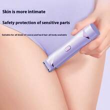 2 In 1 Women's Bikini Trimmer,USB Rechargeable Electric Shaver,Portable Dual Head,Gentle And Painless Trimming Of Sensitive Pubic Hair,Face,Underarms And Legs,Painless Hair Removal,Bikini Trimmer - 紫羅蘭色 - 查看 5