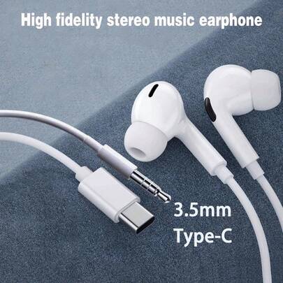 Słuchawki douszne USB C z gniazdem typu C. Słuchawki douszne z wbudowaną redukcją szumów. Trzyprzyciskowy pilot na kablu do sterowania muzyką, połączeniami i głośnością. Słuchawki douszne kompatybilne z urządzeniami 17, 16, 15/Plus/Pro/Pro Max, kompatybilne z urządzeniami Galaxy S25/S24/S23/S22/S21, iPadem. Gniazdo słuchawkowe 3,5 mm. Kompatybilne z urządzeniami 6/5/4/iPadem/Air/komputerem/odtwarzaczem MP3.