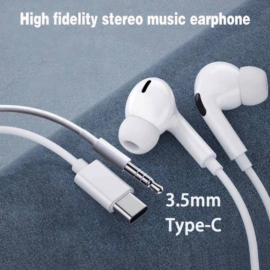 USB C 耳机入耳式耳机，带 Type-C 插孔，内置降噪功能，三键线控，用于控制音乐、通话和音量，入耳式耳机兼容 17 16 15/Plus/Pro/Pro Max 系列，兼容三星 Galaxy S25/S24/S23/S22/S21、iPad，3.5 毫米有线耳机插孔兼容 iPhone6/5/4/iPad/Air/Computer/MP3 播放器