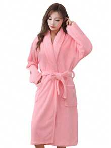 1pc Coral Fleece Bathrobe Multiple Colors Available 3D Pineapple/Plain Style Design Women's Bathrobe With Belt And Pocket, Wearable Towels, Bath Towels, Long Robe, Ladies' Bathrobe Women Towel, Ultra Plush Soft Velvet, Absorbent, Warm, Sleepwear, Unisex Homewear, Loungewear, Suitable For Home, Hotel, Bathroom, Bedroom, Spa, Swimming Pool, Party, All Seasons For Festival Gifts, Halloween's Day