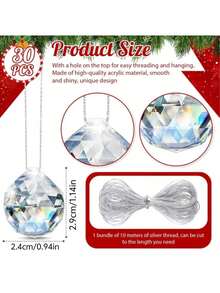 12pcs Premium Crystal Christmas Balls - Sparkling Tree Ornaments With Sunlight Catchers - Dazzling Holiday, Home & Office Decor - Perfect Gift For Christmas Themed Parties