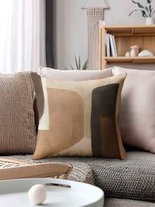 4 Stück braune, retro minimalistische Kunst Kissenbezüge - Leinengemisch Kissenbezüge, verleihen einen künstlerischen Flair für Wohnzimmer, Schlafzimmer und Büro - moderne Heimdekoration, mit Reißverschluss, einseitiger Muster, maschinenwaschbar (ohne Kisseneinsatz)