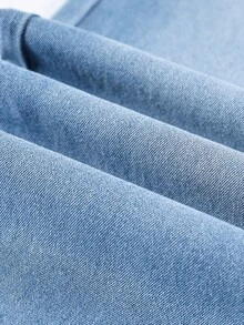 HIMARRI Lindos jeans largos de mezclilla de cintura alta y pierna ancha para mujer, estilo casual con bolsillos funcionales y alta elasticidad cómoda. - Azul - Ver 8