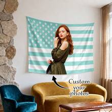 1pc Customizable Personalized Tapestry, Can Add Photos And Text, Suitable For Birthday, Wedding, Halloween, Christmas, Party, Father's/Mother's Day, Home Decor, Bedroom Decoration, Dorm Decor And Back To School