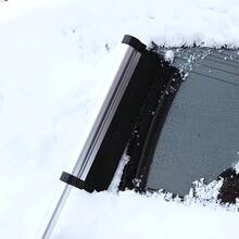 Car Snow Scraper With Extendable Length: Winter Ice And Snow Removal Tool For Clear Visibility - Black - View 8