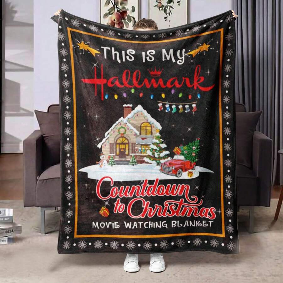 1 pieza Manta con patrón navideño personalizado, perfecta para agregar calidez a tu sala de estar u oficina, o como manta decorativa. Esta versátil manta de viaje es un regalo ideal para cualquier temporada y un excelente accesorio de decoración del hogar.