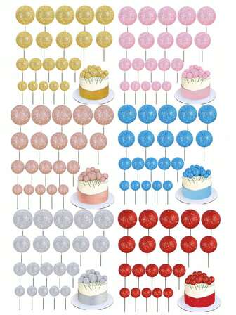 20 Pieces Foam Ball Cake Toppers, Four Sizes And Multiple Colors Foam Ball Cake Decorations, Birthday Wedding Bachelorette Party Baptism Gender Reveal Party Retirement Party Theme Party Babyshower Cake Decoration Matching, Multiple Colors To Choose From, Suitable For Various Scenes (Handmade, There May Be Defects, Mind Please Do Not Buy)