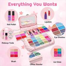 4-6 Years Old Kids Pretend Makeup Set, Lip Gloss, Eyeshadow Palette, Glitter, Lipstick, Blush, Christmas And Birthday Gift For 3-8 Years Old Children - Multicolor - View 7