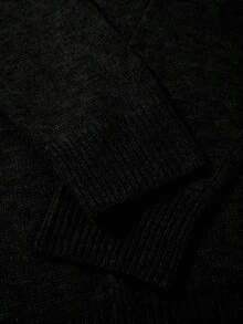 Cardigan tricotat pentru bărbați, simplu, culoare solidă, casual, lejer, cu mânecă lungă și fermoar, toamnă/iarnă - Negru - Vizualizare 7