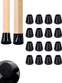 4pcs Black Round Silicone Chair Leg Floor Protectors , Scratch Resistant, Noise Reducing, Non-Slip,Durable With 360° Full Wrap Felt Base For Enhanced Floor Protection, Thickened Design, Easy To Clean, Chair Leg Floor Protectors, Furniture Protection, Modern Aesthetic, Durable Protection, Office Setup, Office Managers, And Helps Pre,1pc - Multicolor - View 2