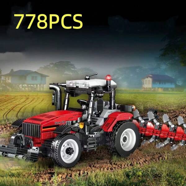 Farm Machinery Engineering Building Block Set, Can Be Used As Desk, Display Cabinet Or Office Decor, Suitable For Mechanical Aesthetics Enthusiasts, Great Gift Choice For Halloween, Christmas, Thanksgiving, Birthday, New Year