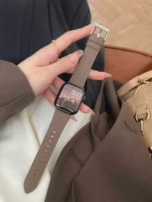 客製化柔軟人造皮革錶帶，適用於 AppleWatch 女款運動系列，尺寸 38mm、40mm、41mm、42mm、44mm、45mm、46mm、49mm，相容 AppleWatch Series 10/%/8/7/6/5/4/3/2/1 SE Ultra - 咖啡棕銀 - 查看 7