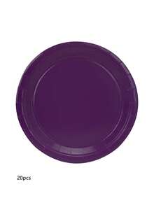 10pcs/20pcs/50pcs Dark Purple Party Supplies Solid Dark Purple Tableware Including 7 Inch And 9 Inch Paper Dinner Plates For Wedding Birthday Party Picnic Barbecue - Purple - View 11