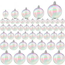 10/20/16/30PCS Christmas Iridescent Ornaments,Clear Plastic Bubbles Hanging Filled Ornaments,Christmas DIY Hanging Rainbow Ball 4 Different Sizes For Xmas Tree Wedding Party Birthday Home Decorations