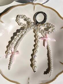 1 Perlenschleife Leder Stern geflochtenes Seil Anhänger, geeignet für Taschen oder Auto Schlüsselanhänger Accessoires, modische Valentinstag Geschenke für Mädchen, Studenten, weiße Angestellte und Anfänger, dekorative Autoaccessoires, Schlüsselanhänger Geschenke für Lehrer zum Schulanfang