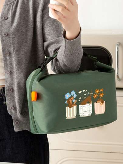 1 pieza Bolsa de almuerzo aislada y plegable con diseño de salchicha, de gran capacidad - Hecha de tela Oxford portátil con diseño de dumpling, con forro de papel de aluminio grueso, conveniente de llevar, mantiene los alimentos calientes/fríos, adecuada para viajes al aire libre, unisex, caja de almuerzo sin contacto con los alimentos, de gran capacidad, esencial para hombres y mujeres que viajan