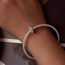 WOSTU 1 mặt dây chuyền hình trái tim bông tuyết thuộc dòng Icy bằng bạc Sterling 925, đính đá Zirconia xanh dương, thích hợp làm vòng tay tự làm cho nữ, quà tặng dự tiệc Giáng sinh. - Bạc - Xem 7