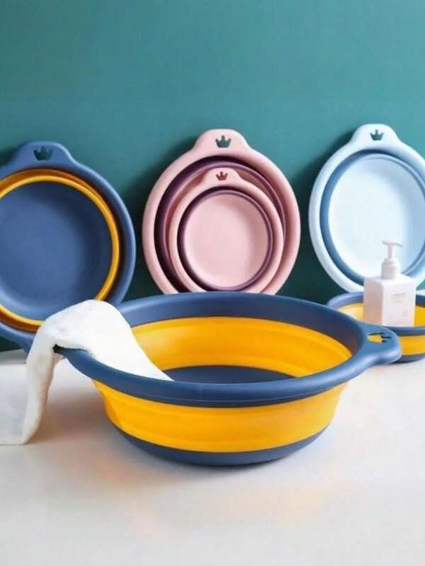 1 pieza Palangana plegable portátil, almacenamiento conveniente, fregadero plegable redondo ahorra espacio, palangana de plástico plegable multiusos portátil para lavar platos, camping, viajes, lavandería, palangana plegable de vuelta al colegio