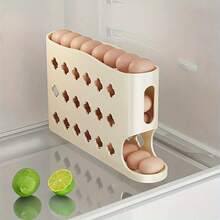 30-Egg Capacity 4-Tier Refrigerator Egg Rack - Automatic Rolling Egg Organizer With Space-Saving Design, Durable PE Material, Multi-Purpose Kitchen & Fridge Storage Rack For Freshness & Organization, Egg Holder For Refrigerator, Fridge Organization, Modern Kitchenware, Sturdy Construction, Home Cooks, Compact Design, Highquality Material, Meal Preppers - Màu be - Xem 5
