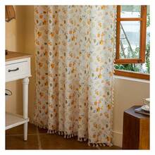 Floral Curtains 84 Inch Length, 2 Panels Semi Sheer Tassel Drapes For Bedroom, Boho Window Treatments Rod Pocket Living Room Curtains, Aesthetic Farmhouse Decor - 多色181 - 查看 6