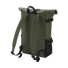 Bagbase Block Roll Top Backpack (Olive/Black) - 100% Polyester - (BC5478) - Olive Green - View 2