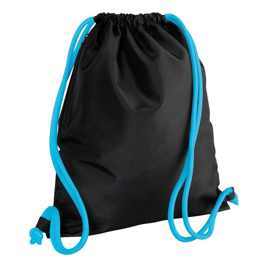 Bagbase Icon Drawstring Bag (Black/Surf Blue) - 100% Polyester - (PC5456) - Black - View 1