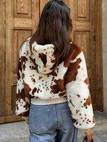 Jachetă din fleece cu glugă, elegantă și versatilă, pentru femei, la modă, casual, pentru navetiști, cu fermoar, potrivită pentru Halloween, Ajunul Crăciunului, Crăciun, Festivalul de primăvară, ieșiri, întâlniri cu prietenii, cumpărături, divertisment, muncă etc. Jachetă asortată cu material confortabil, stil distinctiv, raport calitate-preț ridicat, toamnă/iarnă - Multicolor - Vizualizare 8