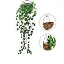 Kit Vaso + 3 Pendentes  Canto de Parede Fibra de Coco para Plantas naturais e artificiais Suporte de Canto Decorar - Verde - Visão 1
