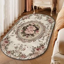 1件复古欧式玫瑰椭圆形地毯，宫廷玫瑰花卉椭圆形地毯，装饰地毯，卧室装饰，小地毯，地毯，家居装饰，客厅地毯，客厅小地毯，卧室地毯，客厅家居装饰，户外地毯，可水洗地毯，长毛绒地毯，毛绒地毯，秋冬季地毯，厚绒/长毛 - 彩色 - 查看 1