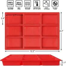 1pc Silicone Mini Loaf Pans, Silicone Baking Mold, Non-Stick Mini Bread Pans, 9 Cavities Silicone Bread Baking Mold, Perfect For Mini Loaf, Cake, Bread And Meatloaf, Cake, Brownie, Heat-Resistant Manual Baking Molds For Birthday, Party - Rectangle Shaped Silicone Mold For Soap Making And Desserts - 紅色 - 查看 7