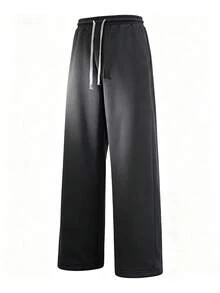 Blueplus Men's Casual Solid Color Elastic Drawstring Sports Pants,Baggy Pants,Joggers For Men,All Season,Men Fall Clothes - Màu xám đen - Xem 4