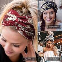 Set de 2 diademas anchas para mujer con flor de rosa y estampado de leopardo, diadema elástica bohemia antideslizante y que absorbe la humedad, adecuada para ejercicio, correr, trabajo, accesorios para el cabello, bufanda de invierno, cálidos bandanas para el cabello de mujer