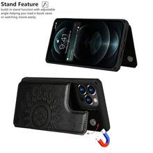 Compatible With IPhone 12 Pro Max Wallet Phone Case With Card Holder, RFID Blocking PU Leather Wrist Strap Case 6.7 Inch (Mandala Black){"Color_name":"M-Black"} - Multicolor2 - View 7