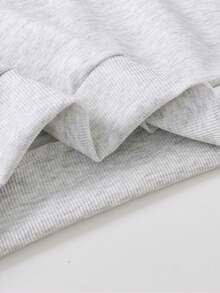 Tween Boy Sharks And Simple Leisure Slogans Pattern Black And Gray Contrast Shoulder Long Sleeve Cartoon Print T-Shirt Autumn And Winter New Boy - Grey - View 4