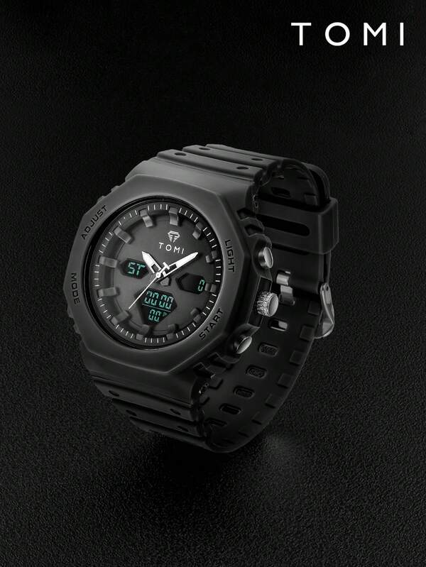 TOMI TOMI Personalized TPU Material Minimalist Dual Movement Sports Watch, Dual Display Electronic Watch Suitable For Daily Life And Holiday Gifts