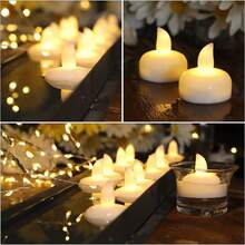 Velas flotantes,velas flotantes para agua,velas de té flotantes sin llama impermeables,velas de té LED intermitentes con batería blanca cálida para bodas,reuniones de fiesta,piscinas y spas para un ambiente romántico - 1 - Ver 3