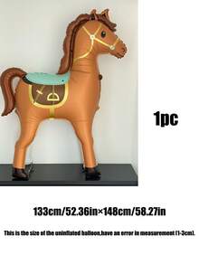 1/2/5pcs Giant Standing Cartoon Aristocratic Horse Aluminum Foil Balloons, Cute Aristocratic Horse Helium Balloons 18 Inch Round Balloon, Heart & Star Shaped Aluminum Foil Balloons, Suitable For Wedding, Engagement, Horse Racing Theme Party, Birthday Party Decoration