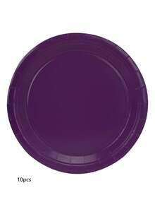 10pcs/20pcs/50pcs Dark Purple Party Supplies Solid Dark Purple Tableware Including 7 Inch And 9 Inch Paper Dinner Plates For Wedding Birthday Party Picnic Barbecue - Purple - View 7
