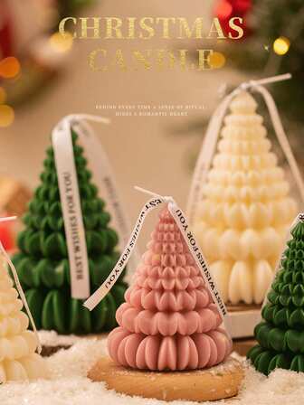 Velas perfumadas de árbol de Navidad rosa y verde, nuevas para 2025. Recomendadas para Navidad, velas perfumadas de árbol de Navidad de origami como regalo, decoración del hogar creativa, accesorios de fotografía