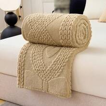 1 件心形蝴蝶结图案超柔软塔夫绸毛绒盖毯 - 轻盈、蓬松、舒适，适合沙发或床，白色，四季舒适，非常适合依偎或休息，床上用毯子 - 卡其色 - 查看 3