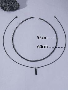 2pcs Stainless Steel NK Chain Necklaces, Hip Hop Style - Black - View 5