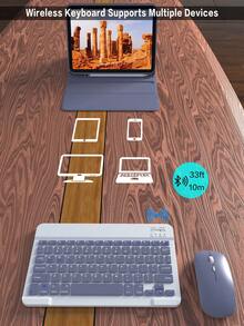 适用于 iPad 的无线键盘保护套，可拆卸皮革保护套带笔槽，支持自动休眠/唤醒功能，内置 150mAh 无线蓝牙键盘，纤薄轻巧支架式保护套 - 浅灰色/紫色 - 淺灰紫 - 查看 8