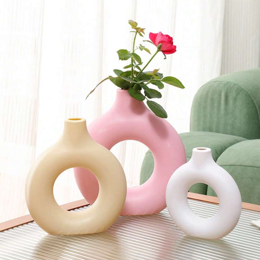 1 chiếc bình hoa trang nhã, hộp đựng hoa bằng nhựa, bình tròn trang trí hình bánh donut, trang trí phòng, phụ kiện trang trí đám cưới, thích hợp cho nhà cửa, văn phòng, tiệc tùng, sinh nhật, quà cưới, trang trí nhà, bình hoa, trang trí bàn.