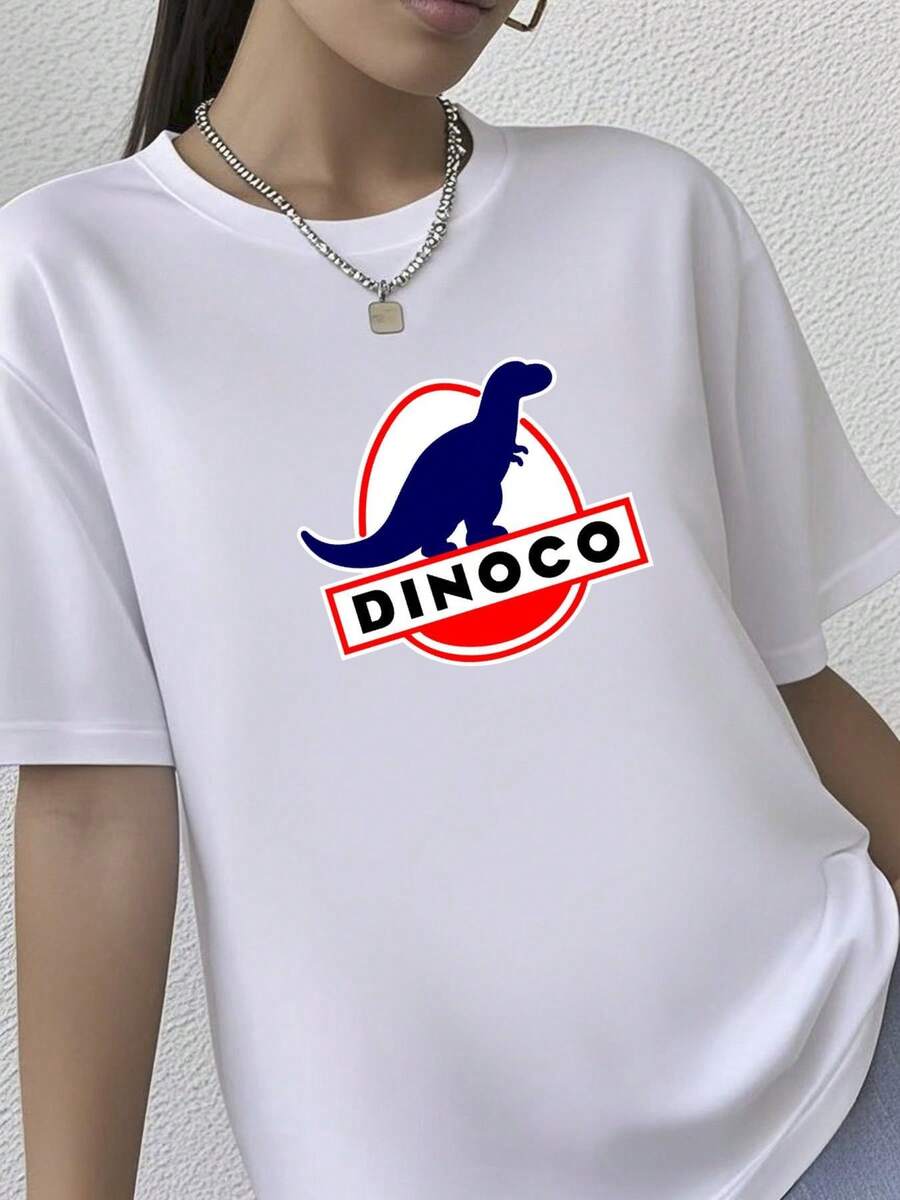180g pure Cotton Dinoco Oil Company Petrol Gas Station Men's Blue T shirt Size S to 5XL Soft fashion female Stylish Print Round Neck Short Sleeve T-Shirt For Women Casual Comfortable Summer Unisex streetwear women Versatile Slightly designer clothes graphic Stretched - Blanco - Ver 1