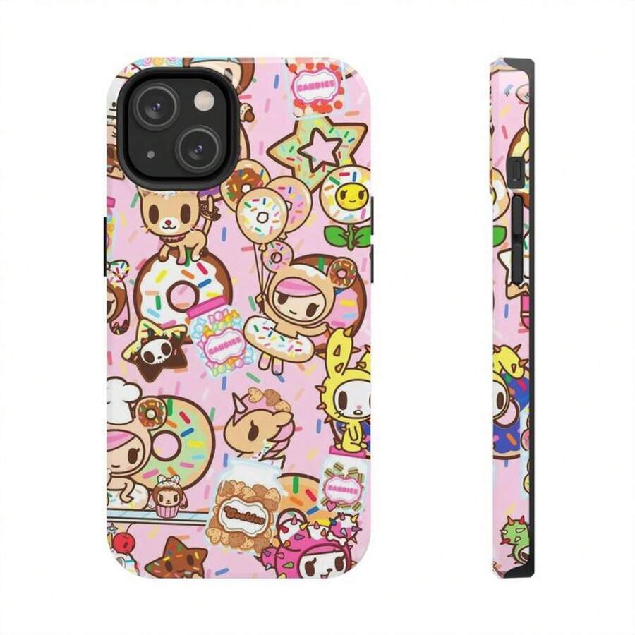 Pinky Donut Yummy  Phone Case, Cute Design, Scratch And Drop Protection Tough Case & Tough Phone Case -& Tough Phone Cover Hard Case Tough 2 - 混合色1 - 查看 1