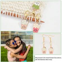 24 Pcs Milk Tea Cup Stitch Markers, Alloy Enamel Crochet Stitch Marker Charms Removable Locking Stitch Marker With Lobster Claw Clasps For Sewing Accessories Quilting Jewelry Making{"Color_name":"BobaMilkTea"} - 波霸乳茶 - 查看 4