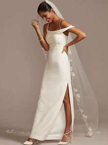 1 pezzo Velo da sposa lungo a singolo strato in pizzo, copricapo in rete morbida svizzera, accessorio fotografico per matrimoni in spiaggia, chiesa o all'aperto