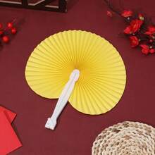 1pc Chinese Style Solid Color Folding Paper Fan, Decorative Hand-Held Folding Fan Suitable For Spring/Summer, Costume, Party, Dance Performance, Photography Props, Portable Round Fan For Women, Hanfu Cheongsam Classical Round Fan, Women Fan, Wedding Round Fan