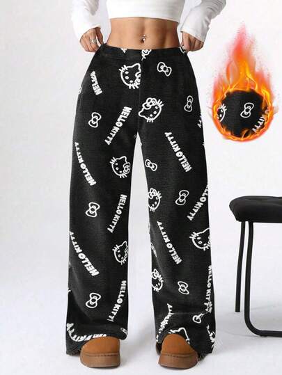 Sanrio 1件女士加绒保暖裤，可爱舒适，适合秋冬季穿着